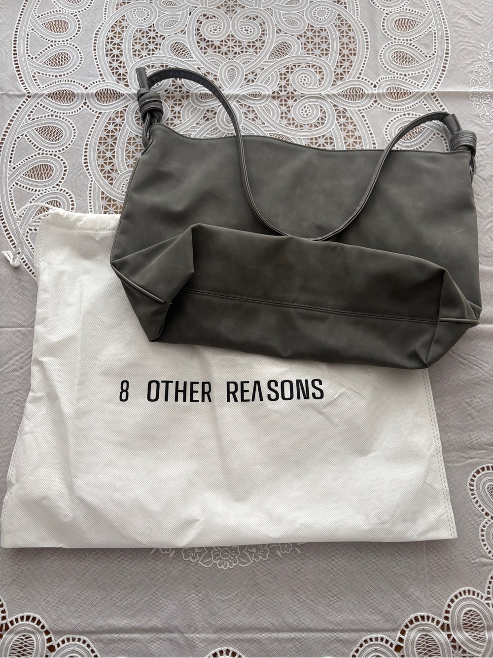 NWOT 8 Other Reasons Olive Gray Shoulder Bag with Knotted Strap